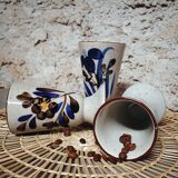 Set of 3 mazagrans in glazed sandstone floral decoration