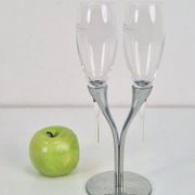 Crystal Champagne Flutes in Holder by Philippe Di Meo for Moët & Chandon, 1980s, Set of 2