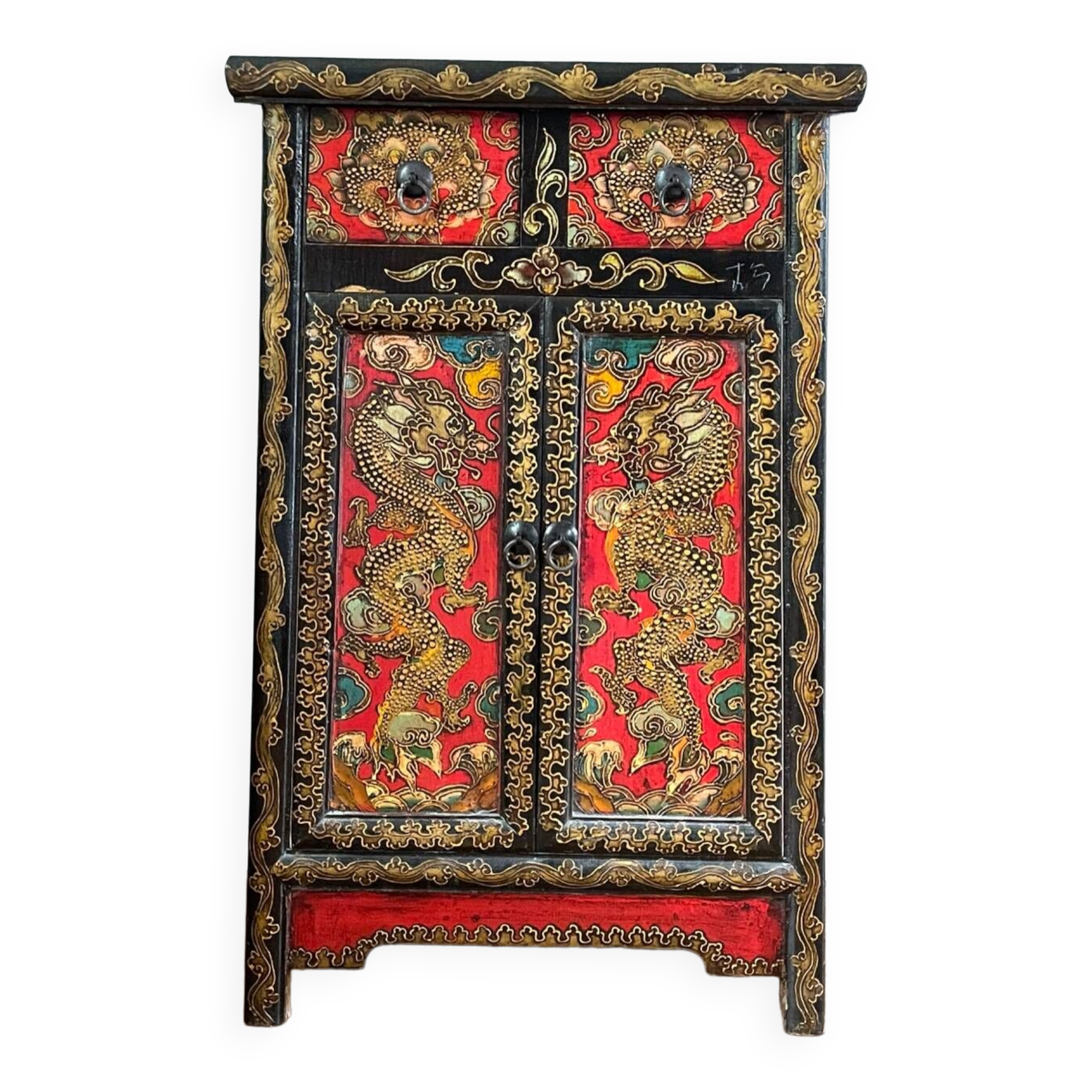 Small hand-painted Tibetan piece of furniture