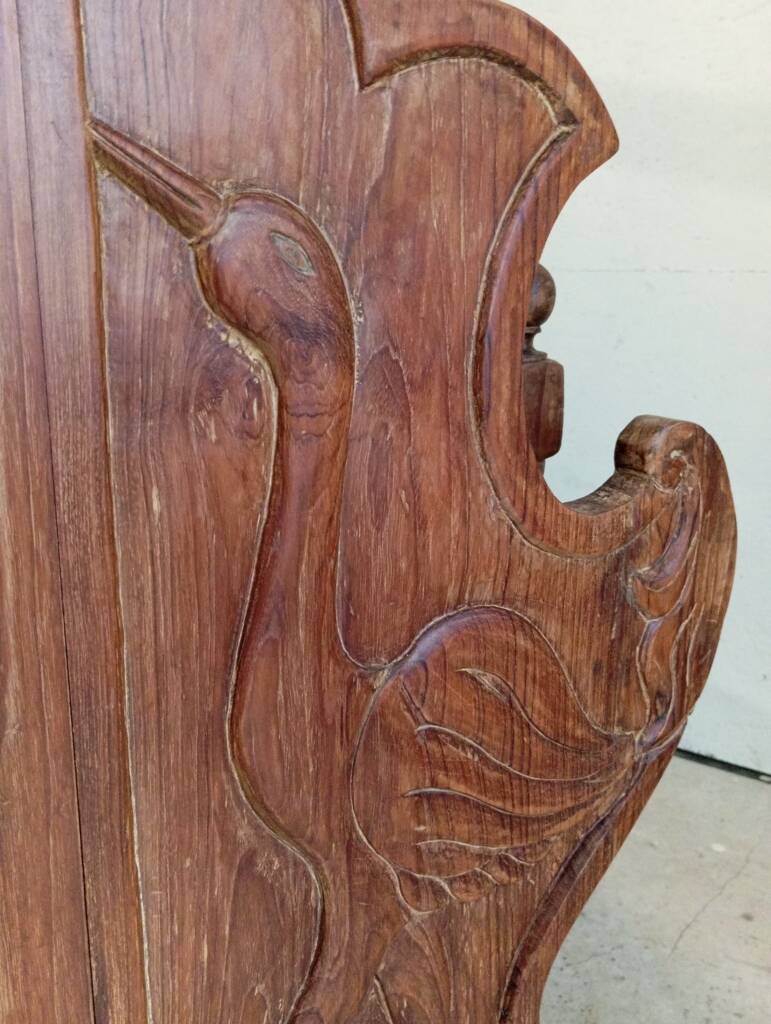 Solid teak carved swing cradle