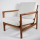 Original bouclé armchair Baczyk, restored, white, teak