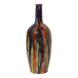 Multicolor glazed ceramic vase signed