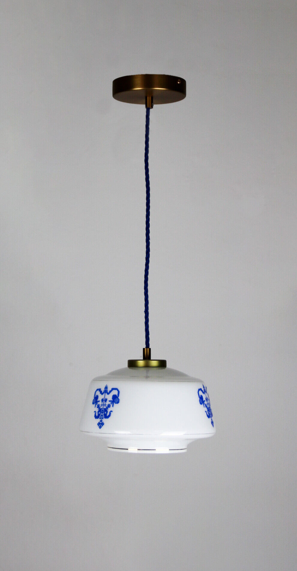 Vintage opaline glass pendant light