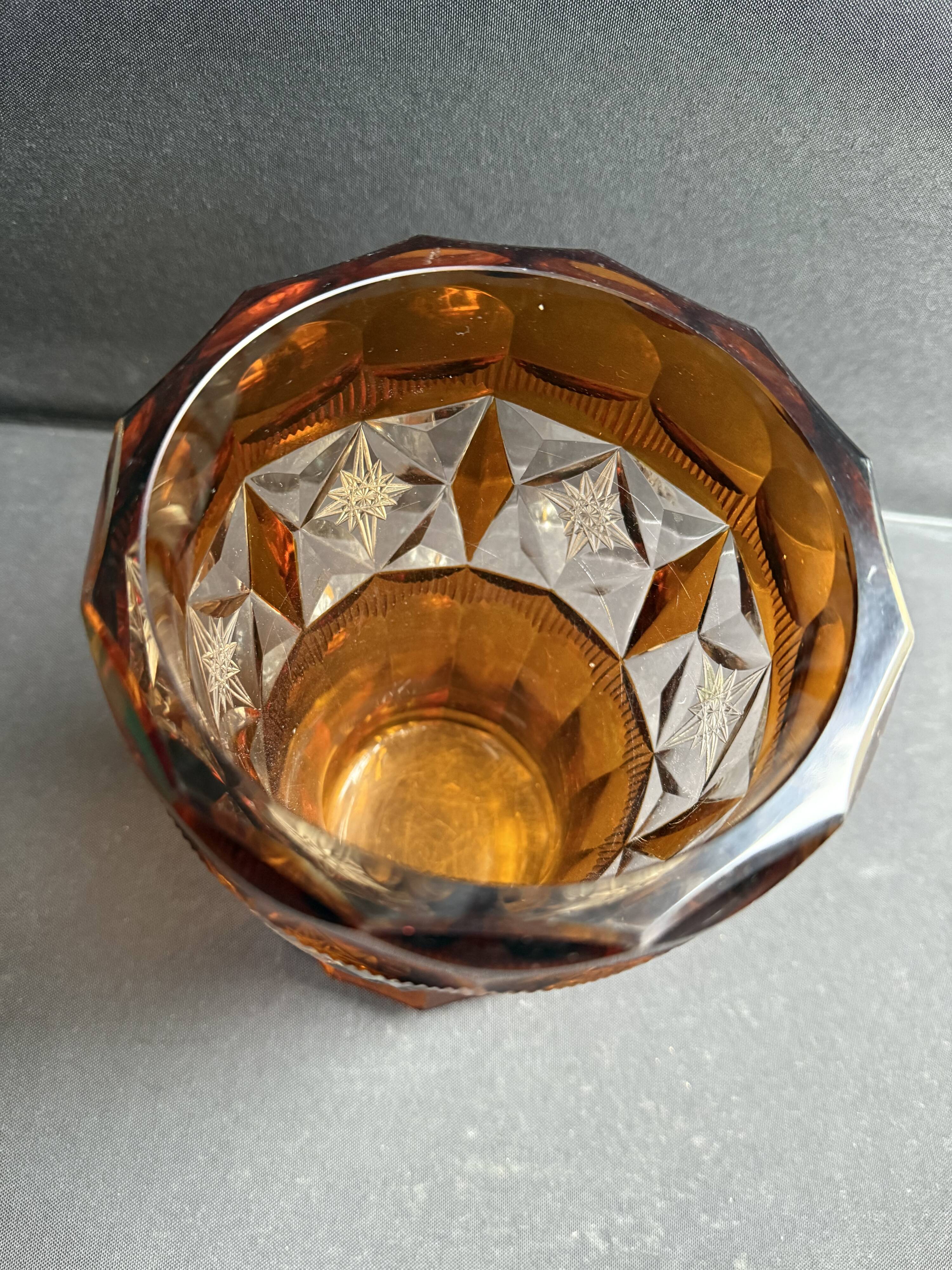 Amber Crystal Vase – Bohemia