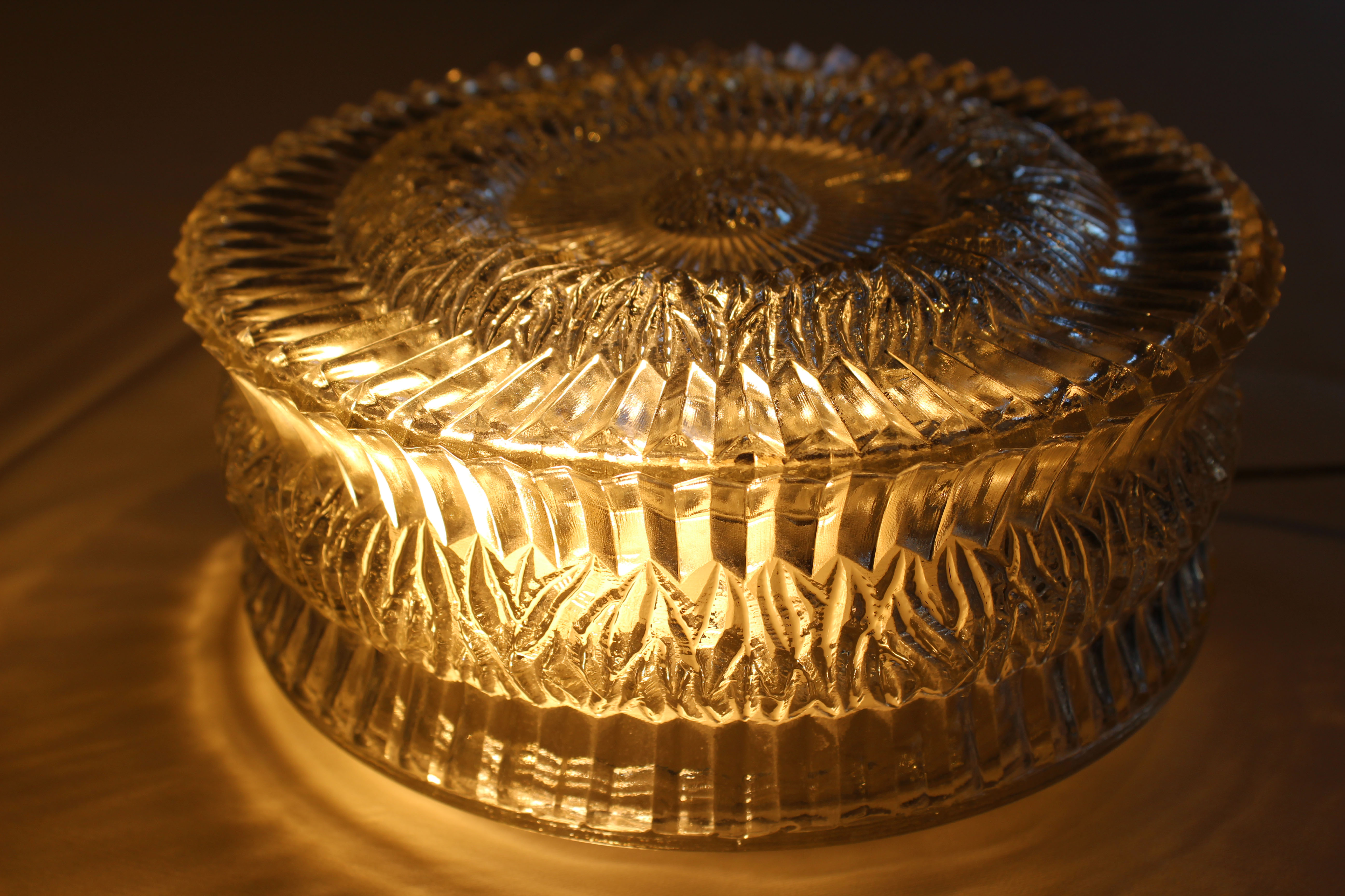 Vintage glass ceiling or wall lamp, Italy, 1960s