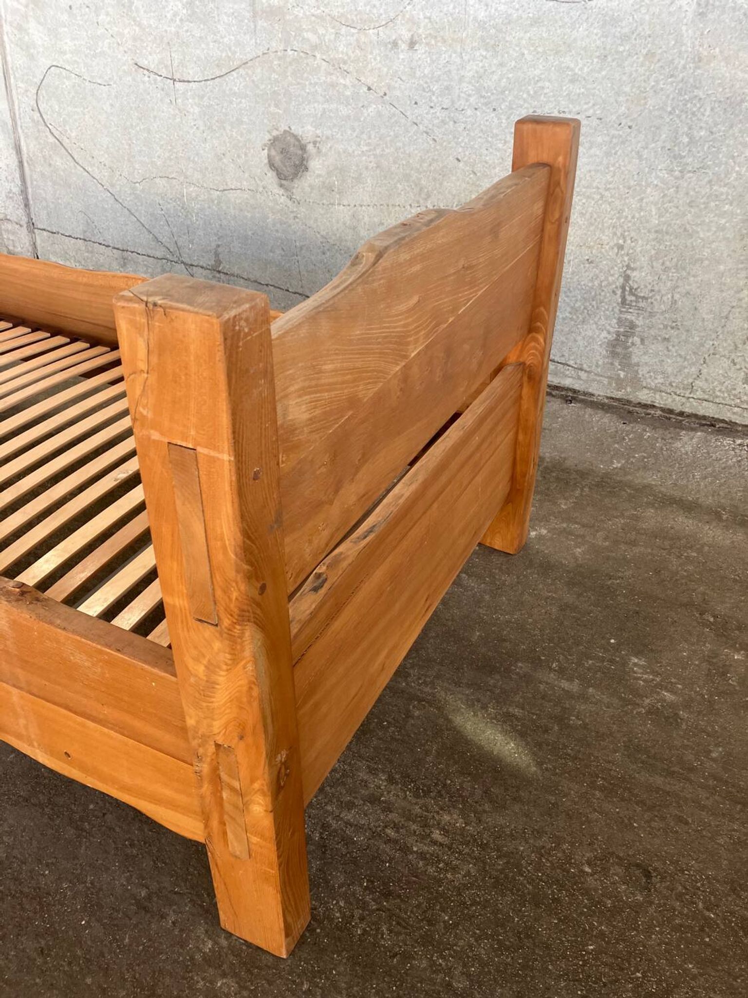 Solid oak children's bed, France, vintage 1960s