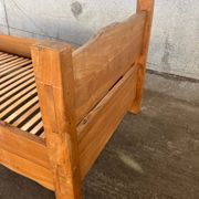 Solid oak children's bed, France, vintage 1960s