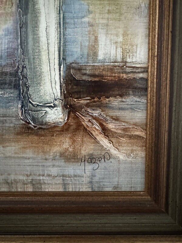 Huile sur panneau XXe nature morte bouquet de fleurs par Mazen