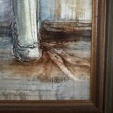 Oil on panel 20th century still life bouquet of flowers by Mazen