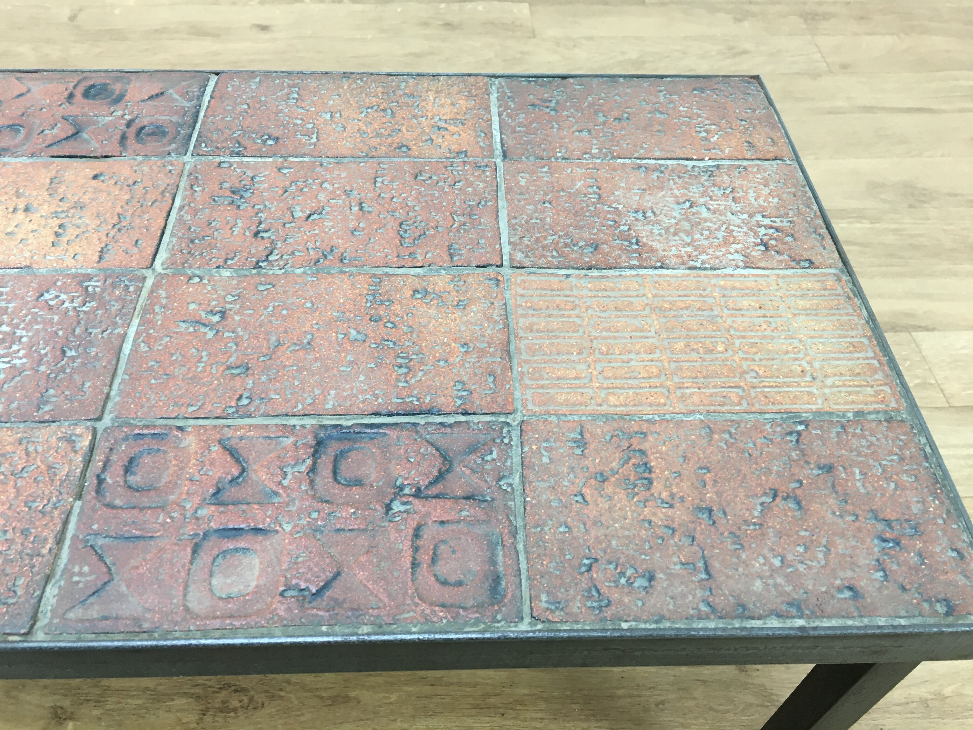 Ceramic coffee table and 1960s metal, brutalist