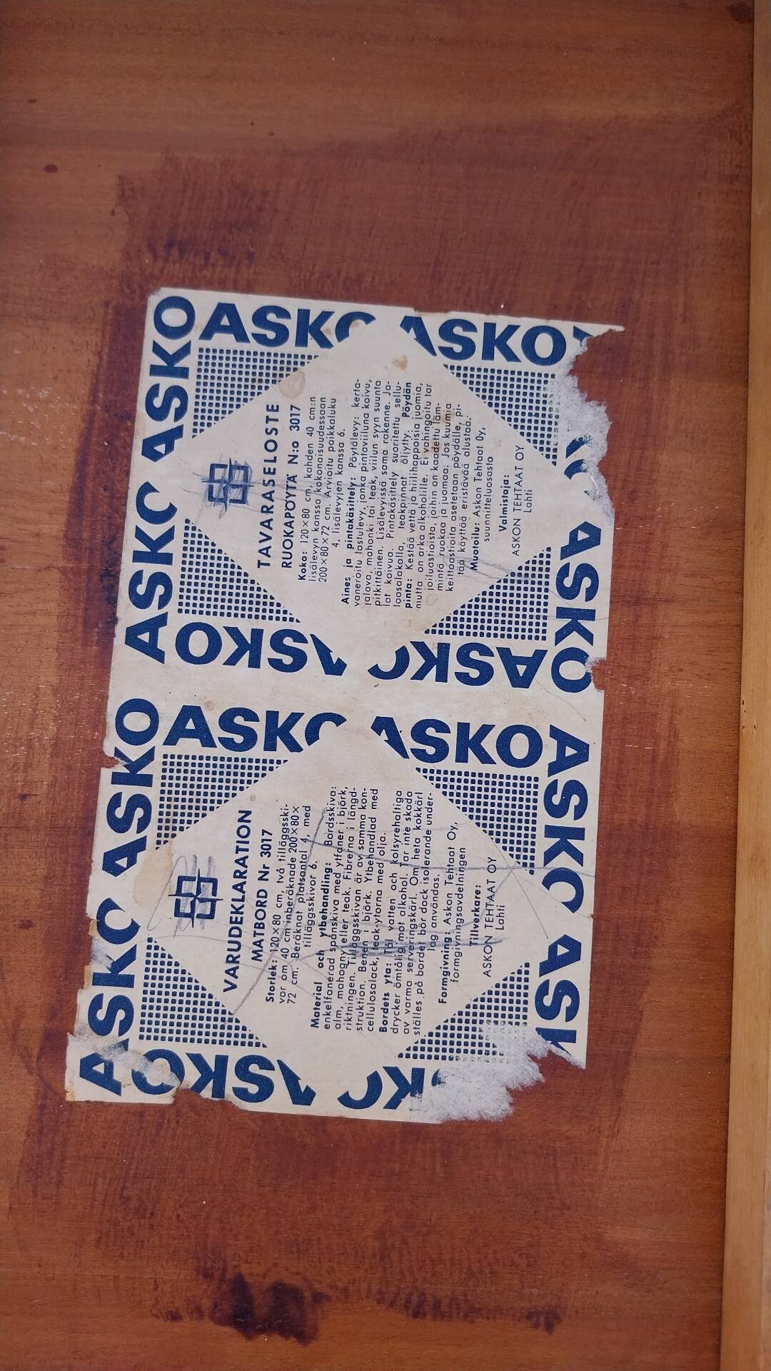 Asko table Scandinavian 1960s Finland