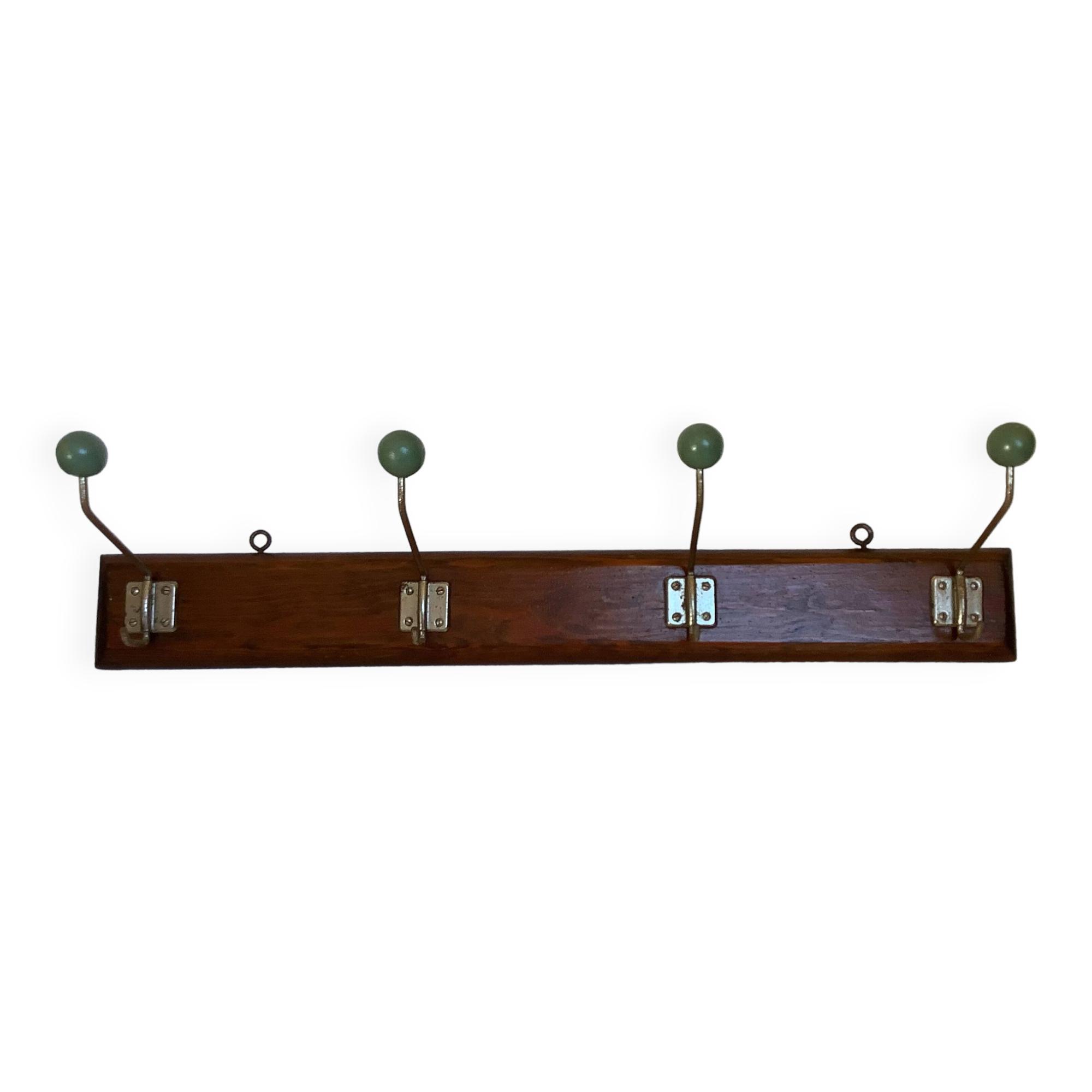 Old coat rack green balls wood metal