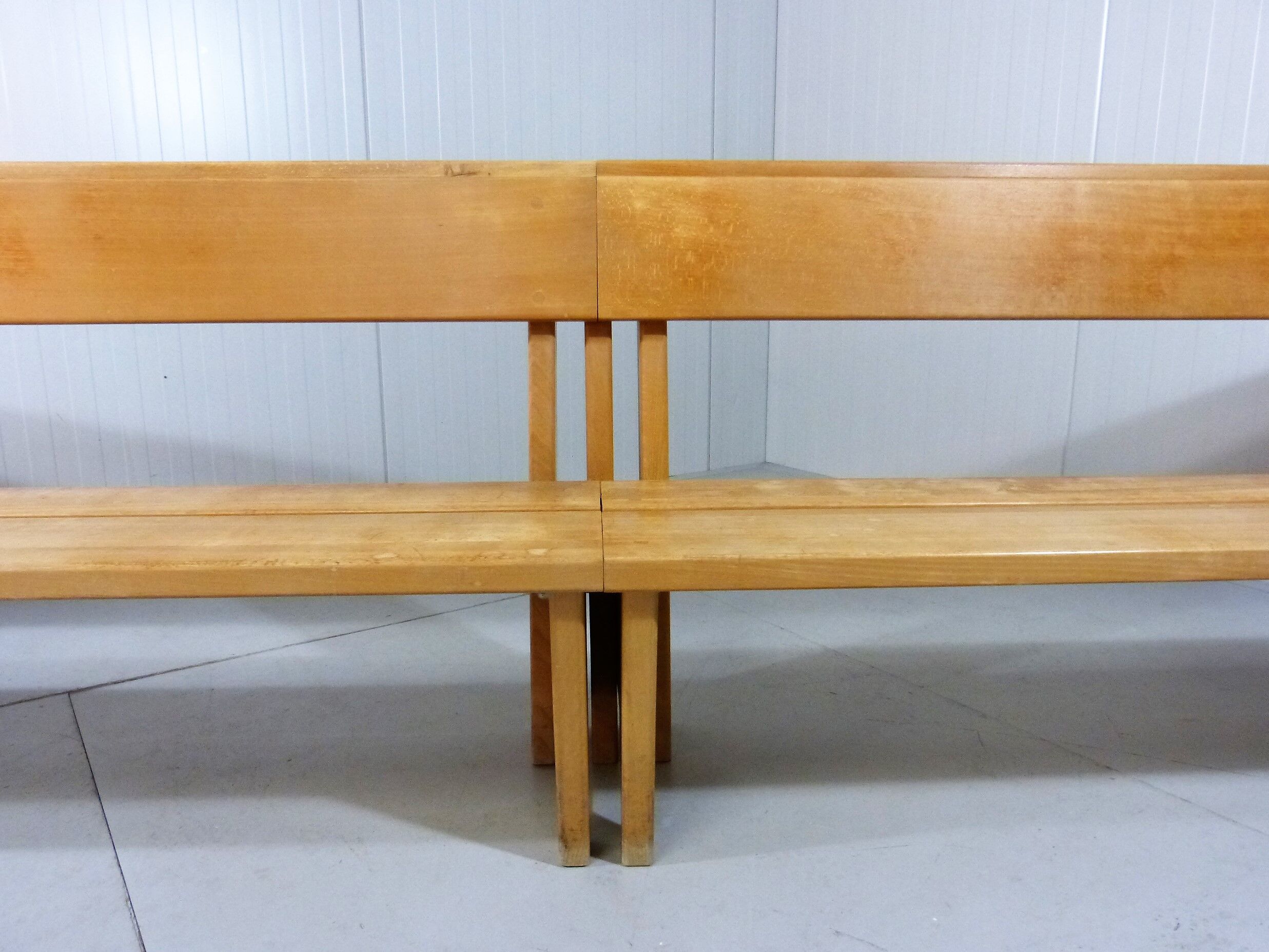 Modernist solid beech wooden pew 1960’s