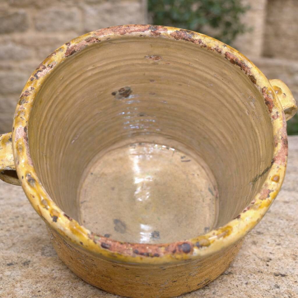 Large Italian glazed terracotta preserving jar, two-coloured, late 19th century.