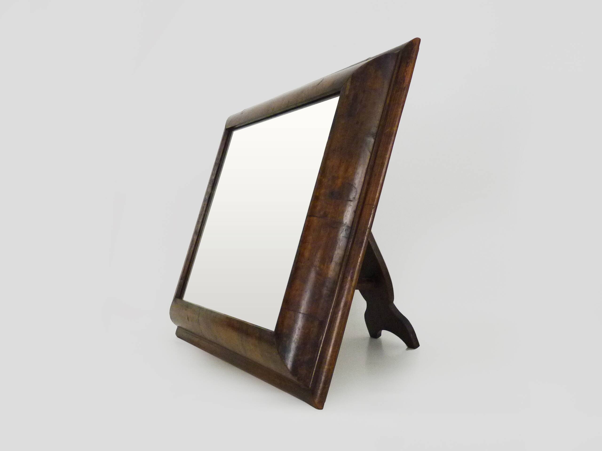 Very large Psyche Mirror in walnut wood. Orthodox bible mirror. 19th century. 53X63 cm - 20.86X24