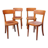 4 chaises bistrot Tschan-Baumann Suisse années 50