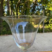 Large vase on a giant pedestal in transparent glass — Chalice style / Medic