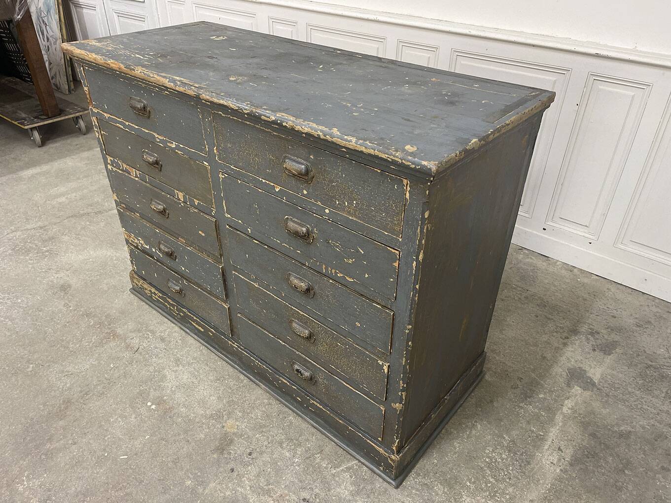 1930s workshop furniture with shell handles.