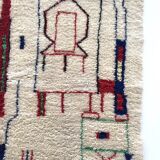 Beni Ouarain Berber carpet with blue, red and green coloured patterns 3.02x2.05m