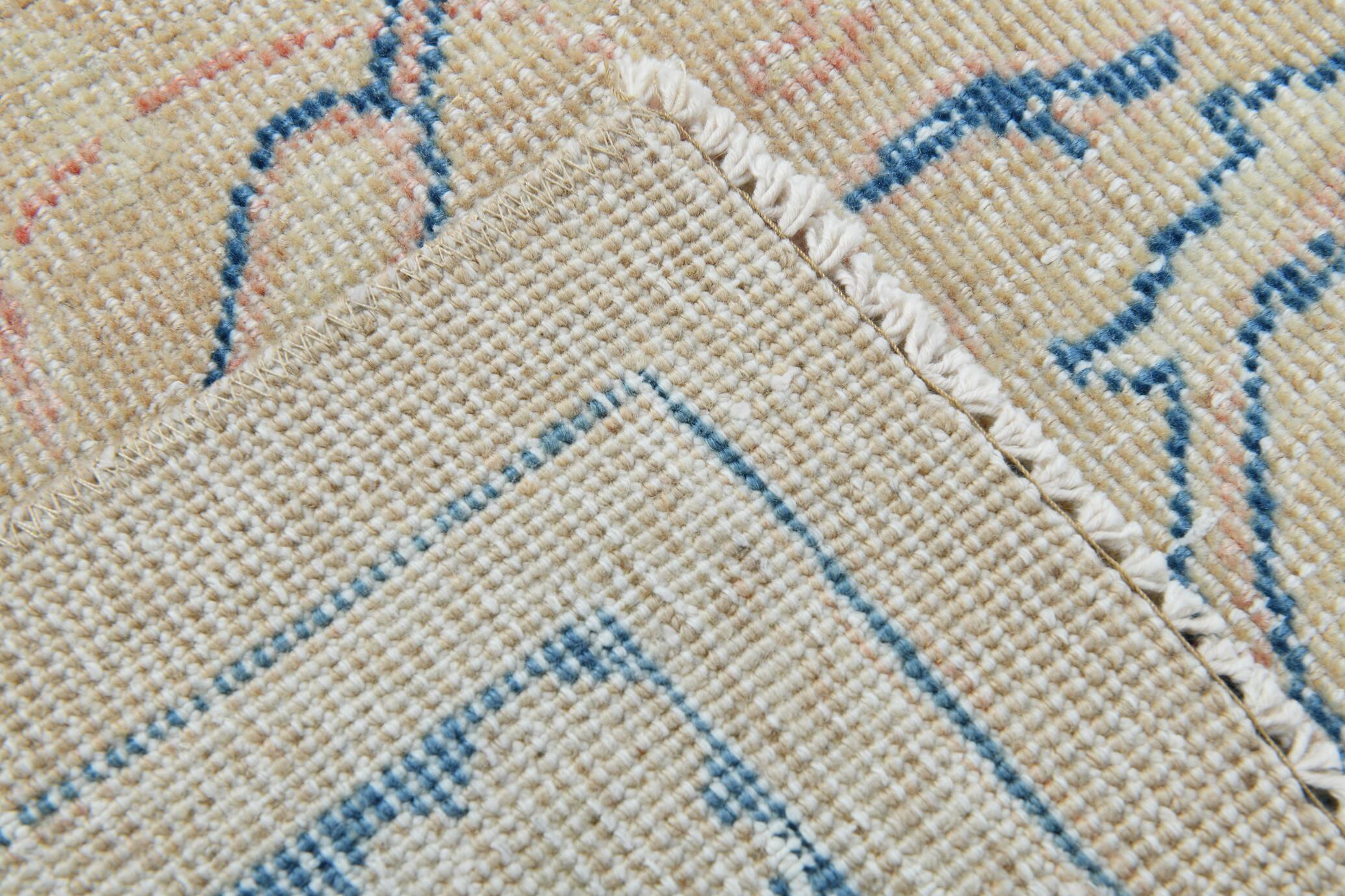 Tapis persan vintage beige et bleu à médaillon floral, 300x393 cm