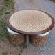 Vintage coffee table + 4 poufs