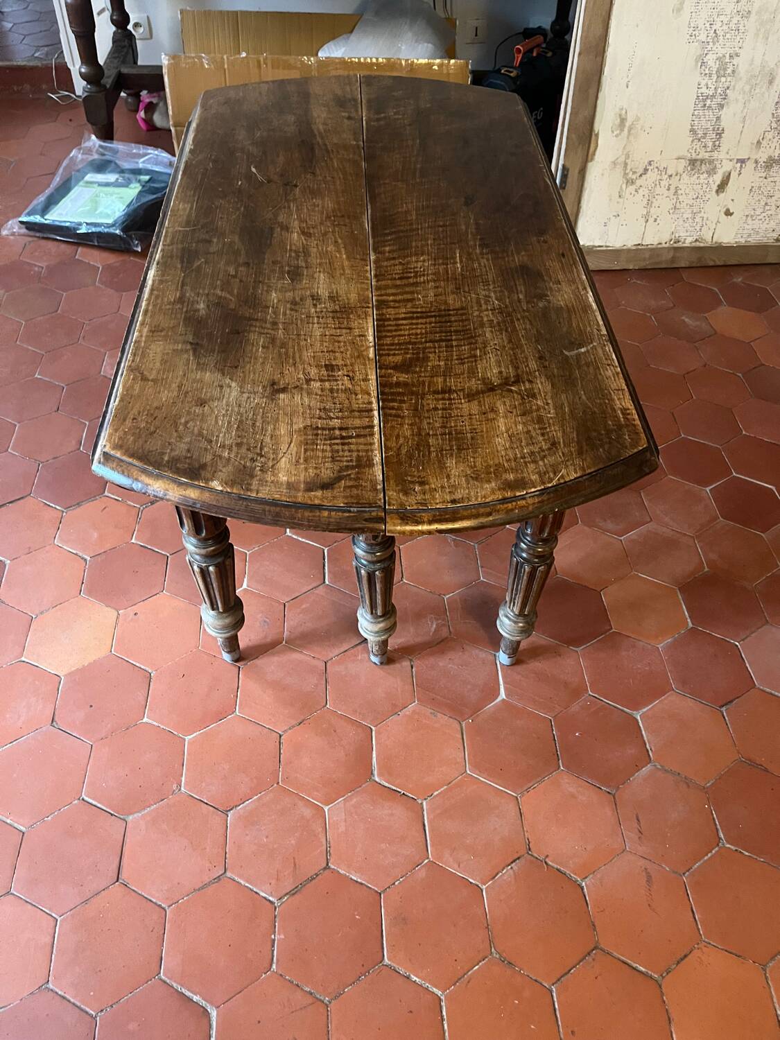 Six-foot wooden table
