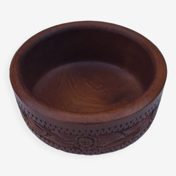 Carved wooden salad bowl