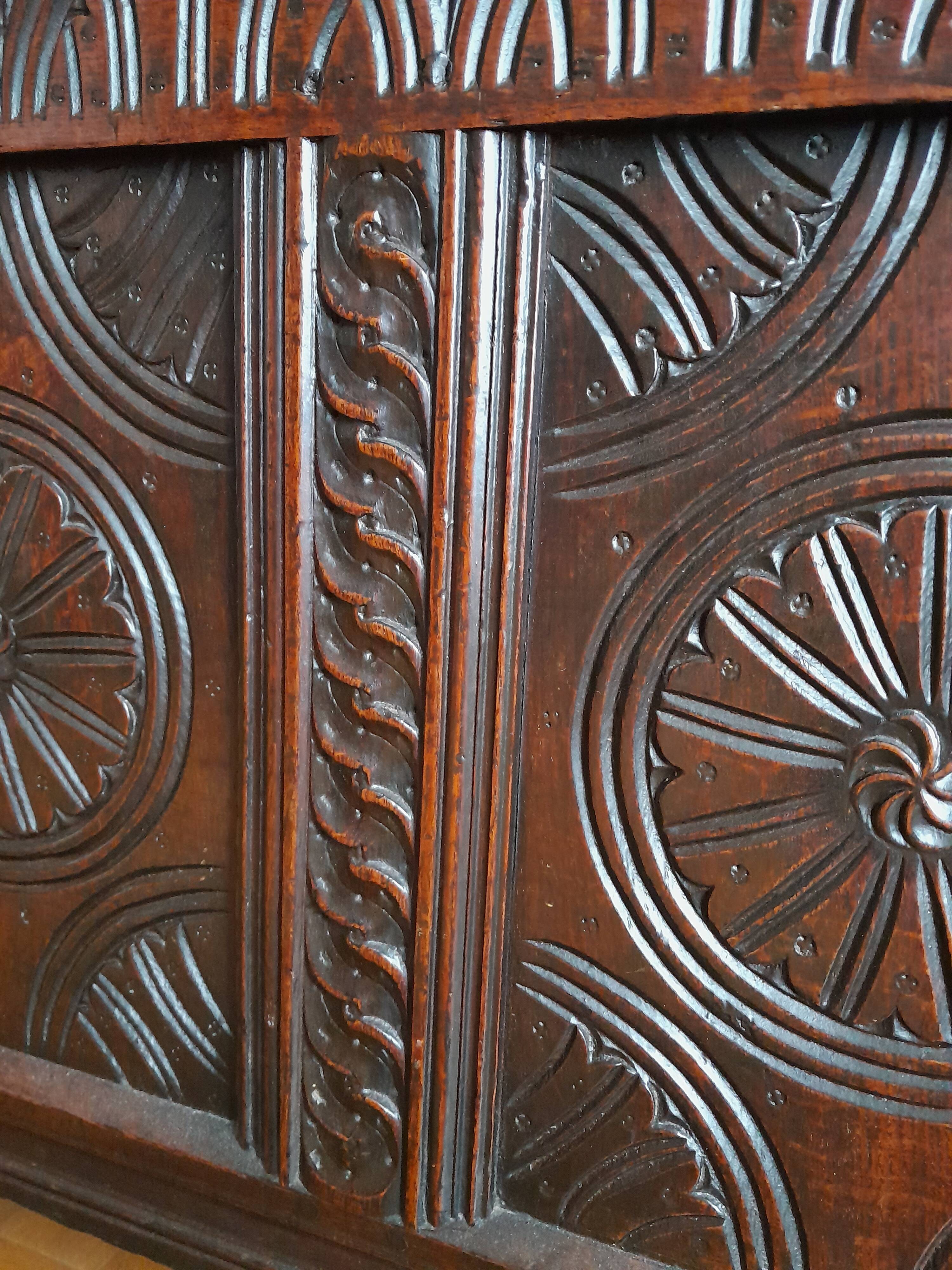 19th century oak castle chest