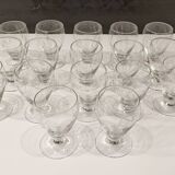 17 small crystal liquor glasses, chiseled pattern - Perfect condition.