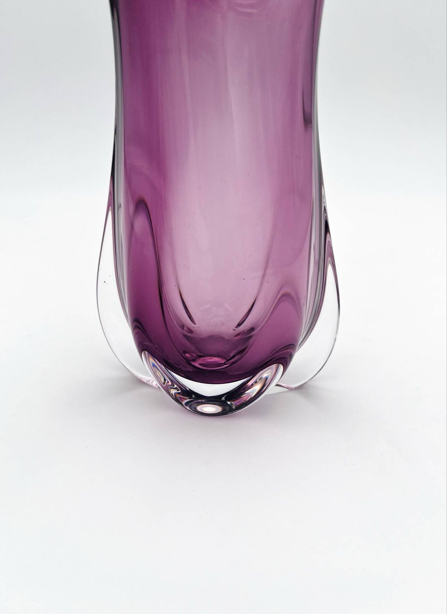 Vase sculptural organique Sommerso Murano couleur améthyste