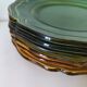 6 Dieulefit plates R. Milon green and yellow glazed earthenware