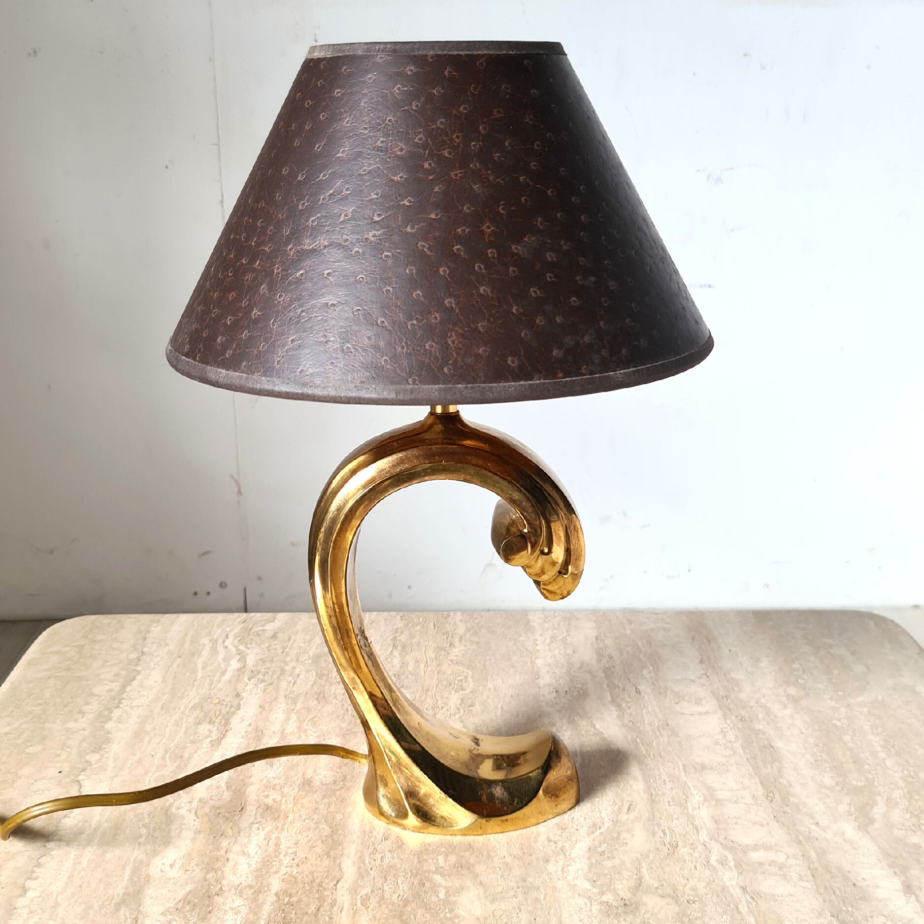 Hollywood regency brass table lamp, 1970s