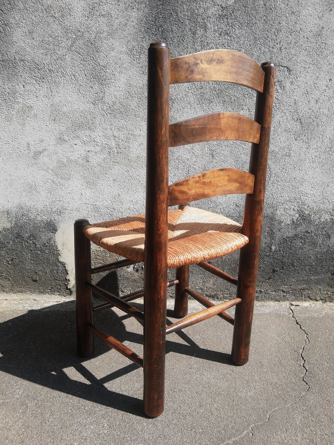 Pair of brutalist wood mulched chairs