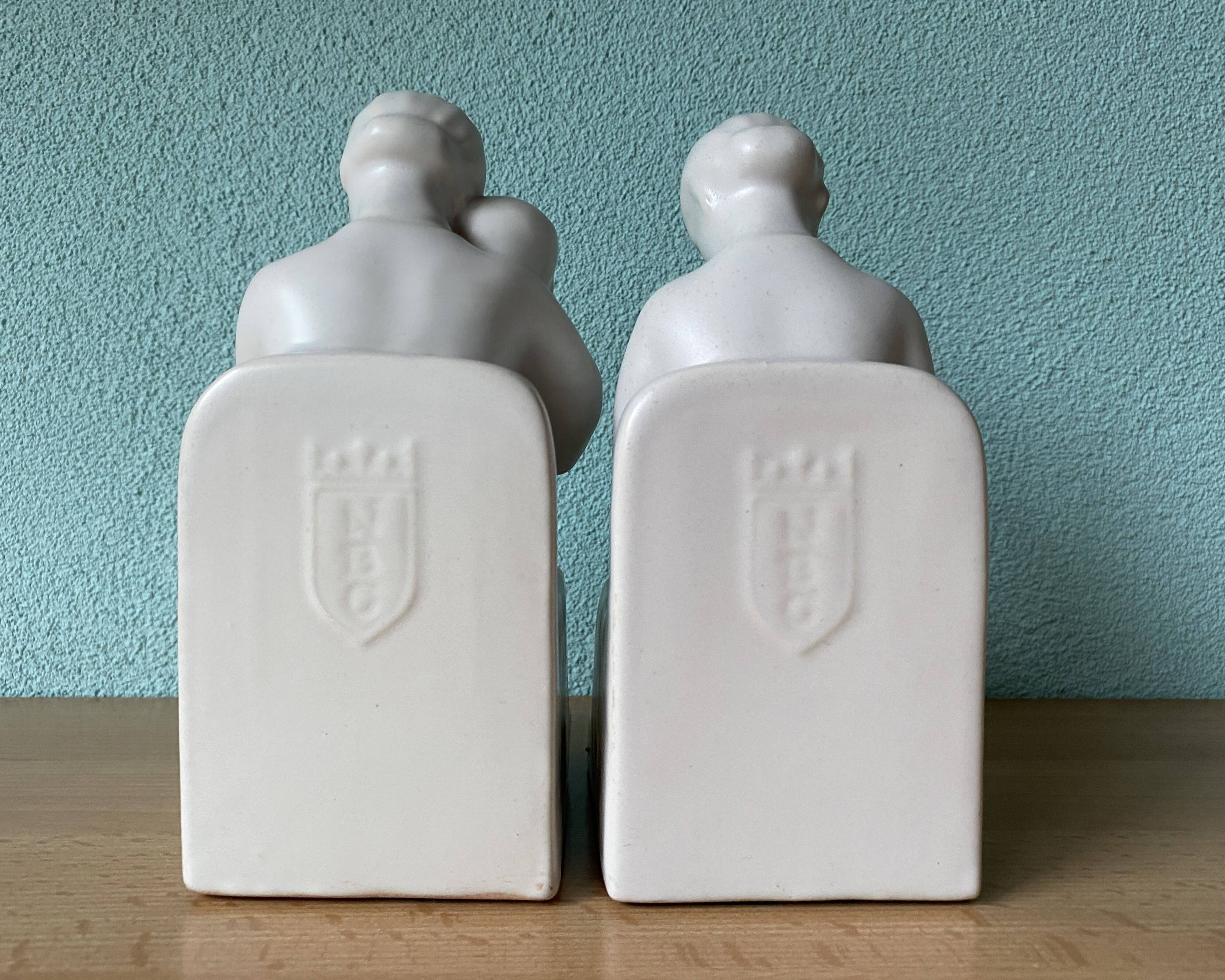 Dutch Schoonhoven ceramic bookends by Fancoise Carbius for NBC
