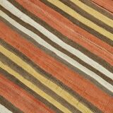 2x12 Warm Earth Tones Striped Lon Kilim Runner Rug, 65x366 Cm