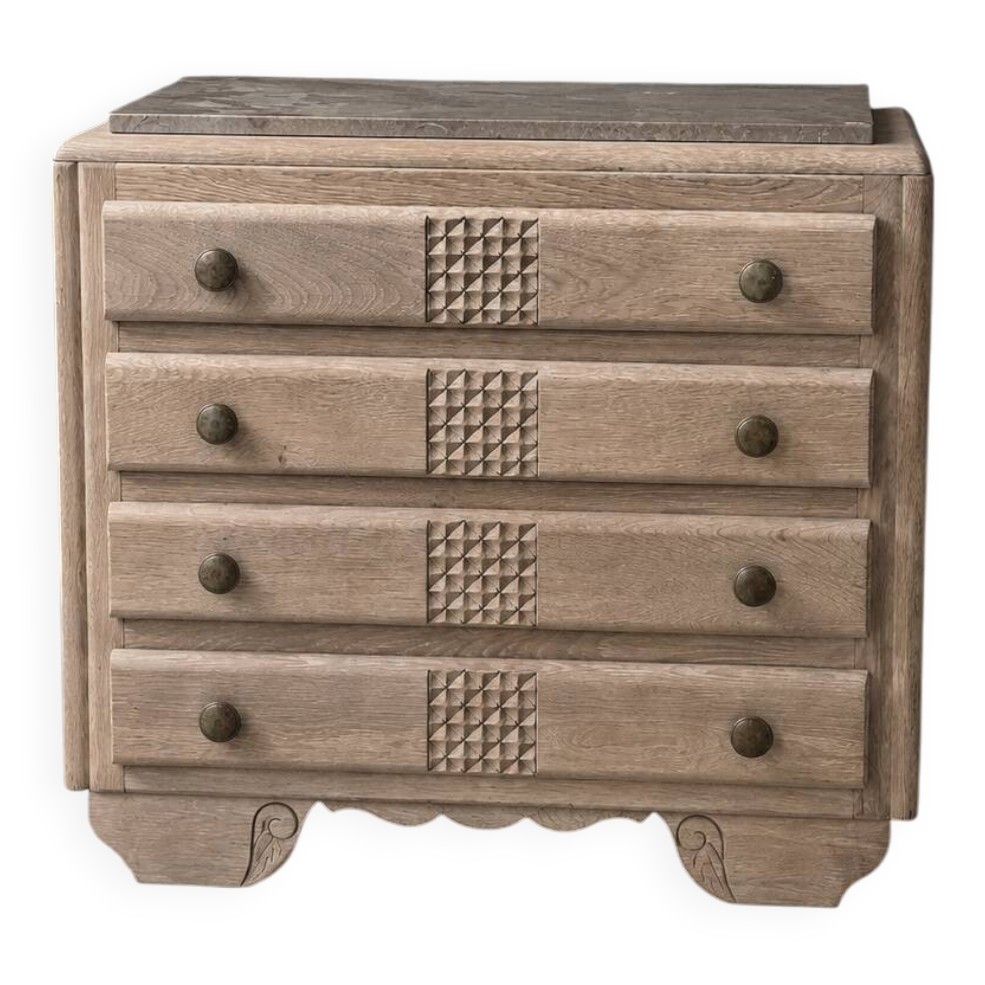 Art Deco commode in sandblasted oak