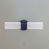 Applique en verre et métal noir vintage années 70