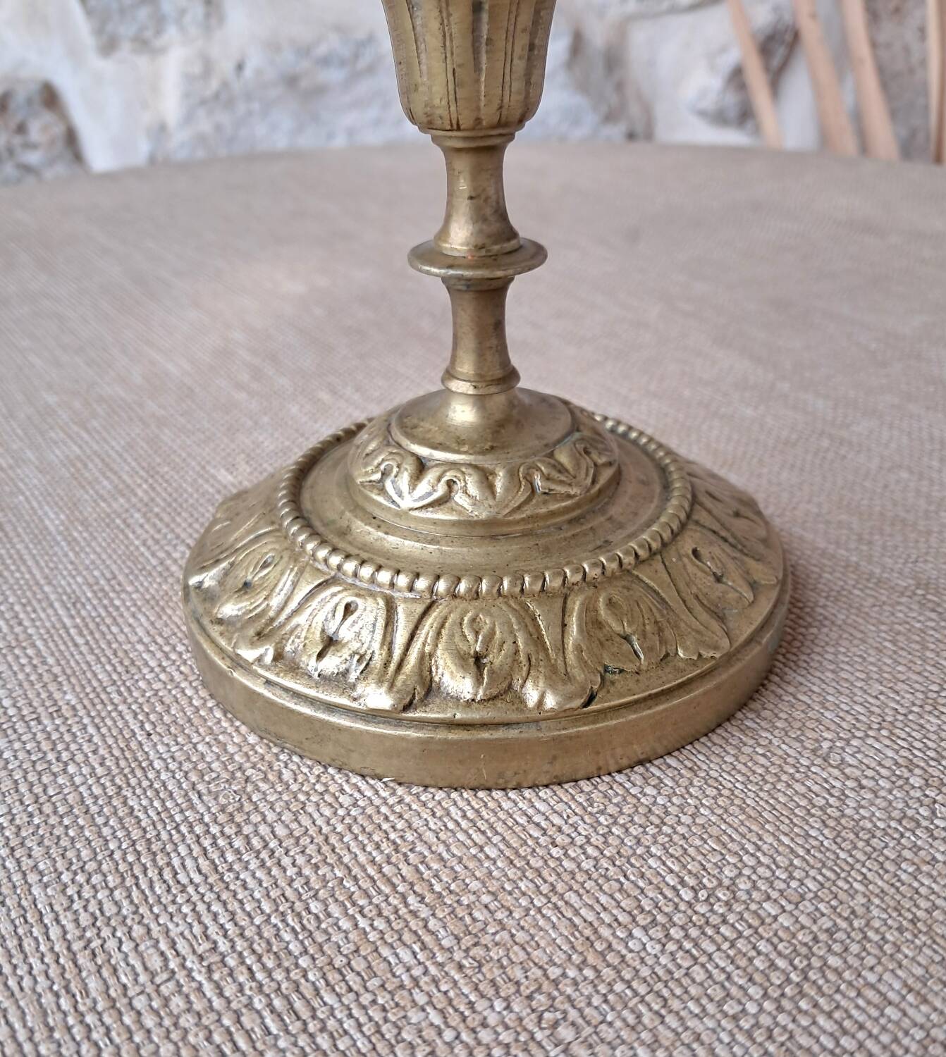 Antique brass candle holder