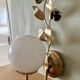Vintage wall lamp in gold metal and white opaline