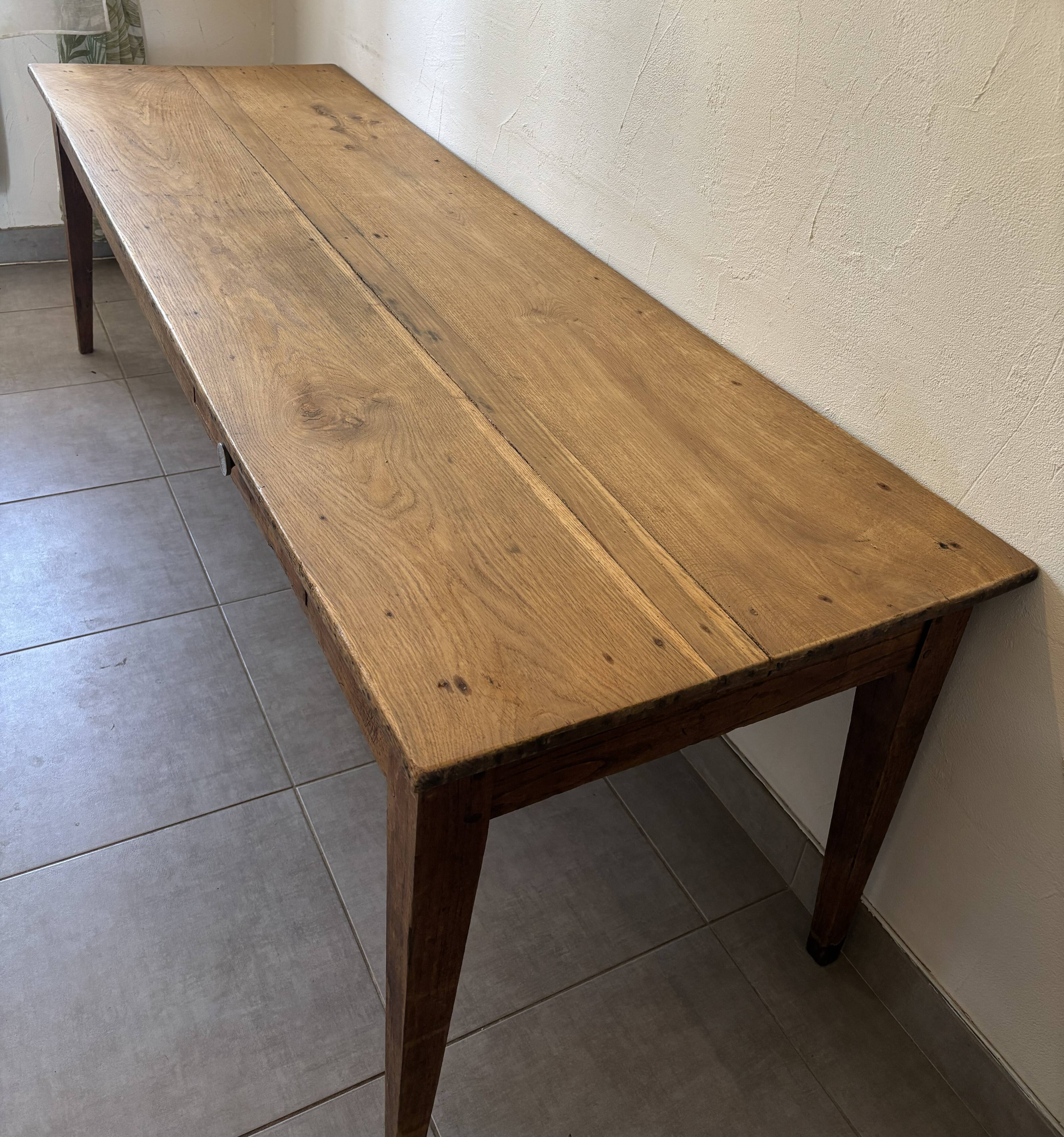 Authentic vintage farmhouse table from the 1950s in solid oak.