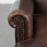Beautiful Characterful Sheep Leather Armchair with a Deep Colour