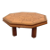Octagonal coffee table Barrois with vintage herbarium patterns in oak and ceramic.