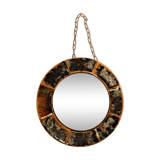 Old vintage round ceramic mirror