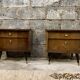 Pair of night tables feet compass bedside end of vintage sofa old 1950 1960 retro