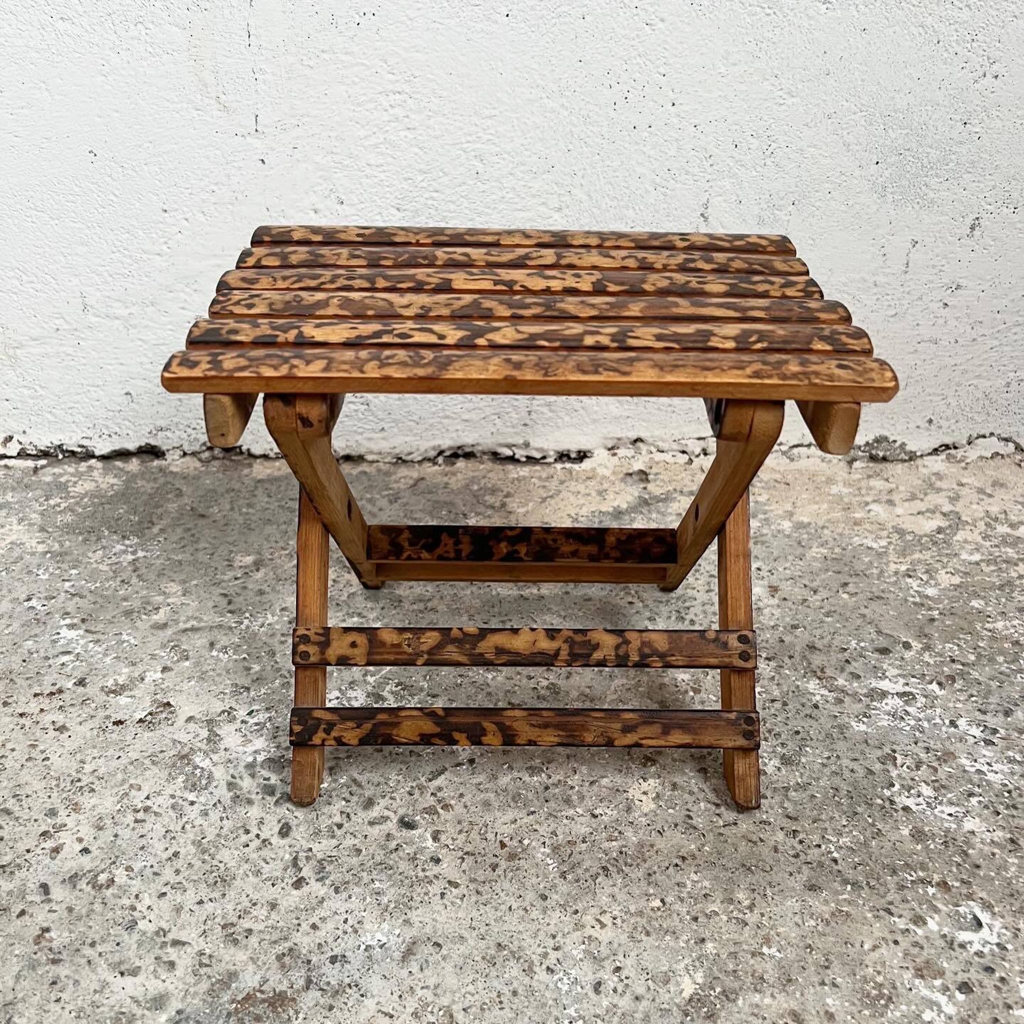 Small folding stool in exotic wood