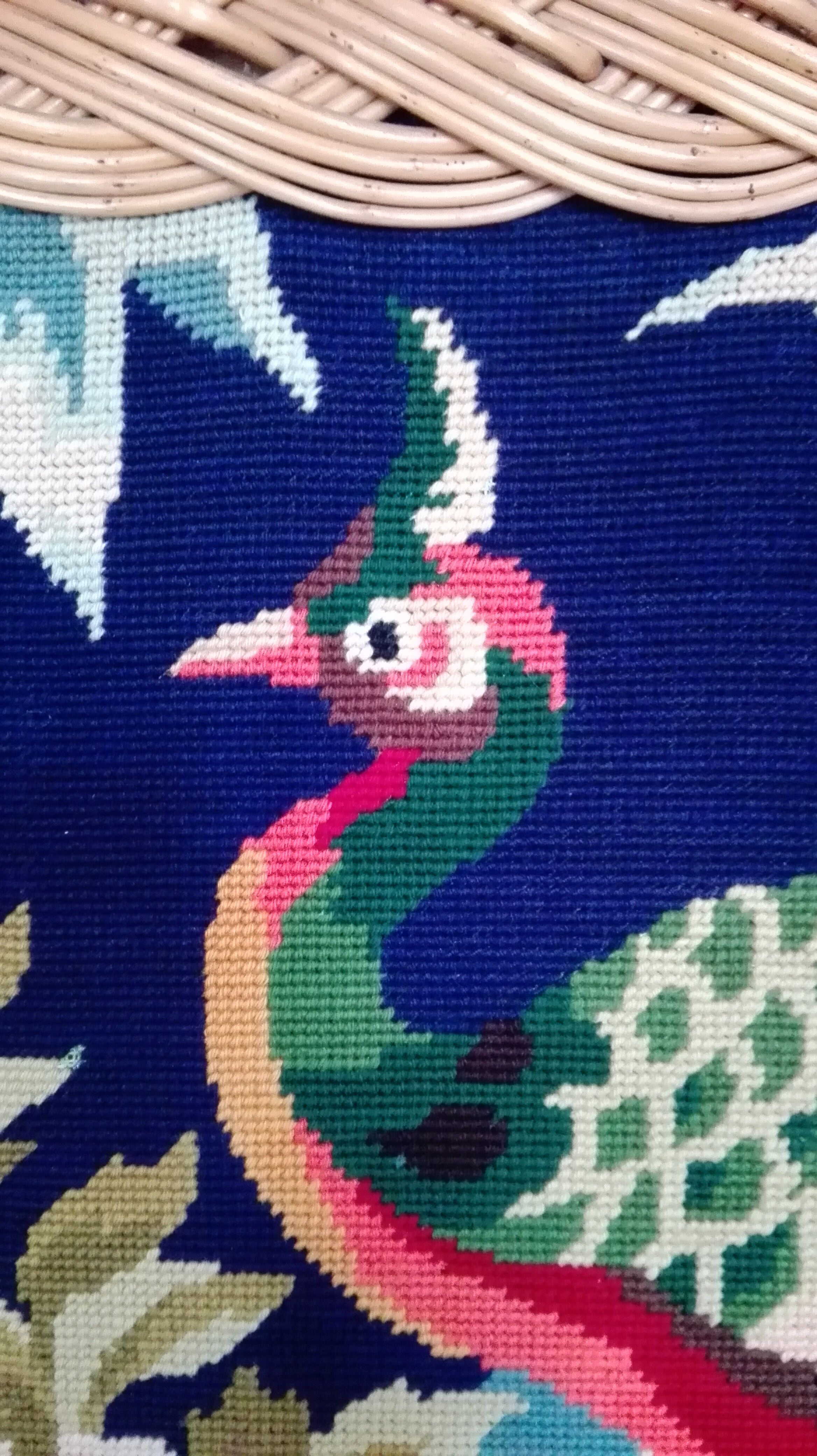 Painting canvas "birds of paradise", vintage 1960