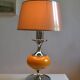 Vintage lamp base yellow and chrome metal circa 1970