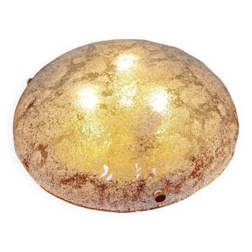 Large brass and frosted glass ceiling light, Hillebrand, 1970.