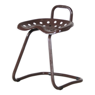 1970s Brown metal tractor seat stool from Italy