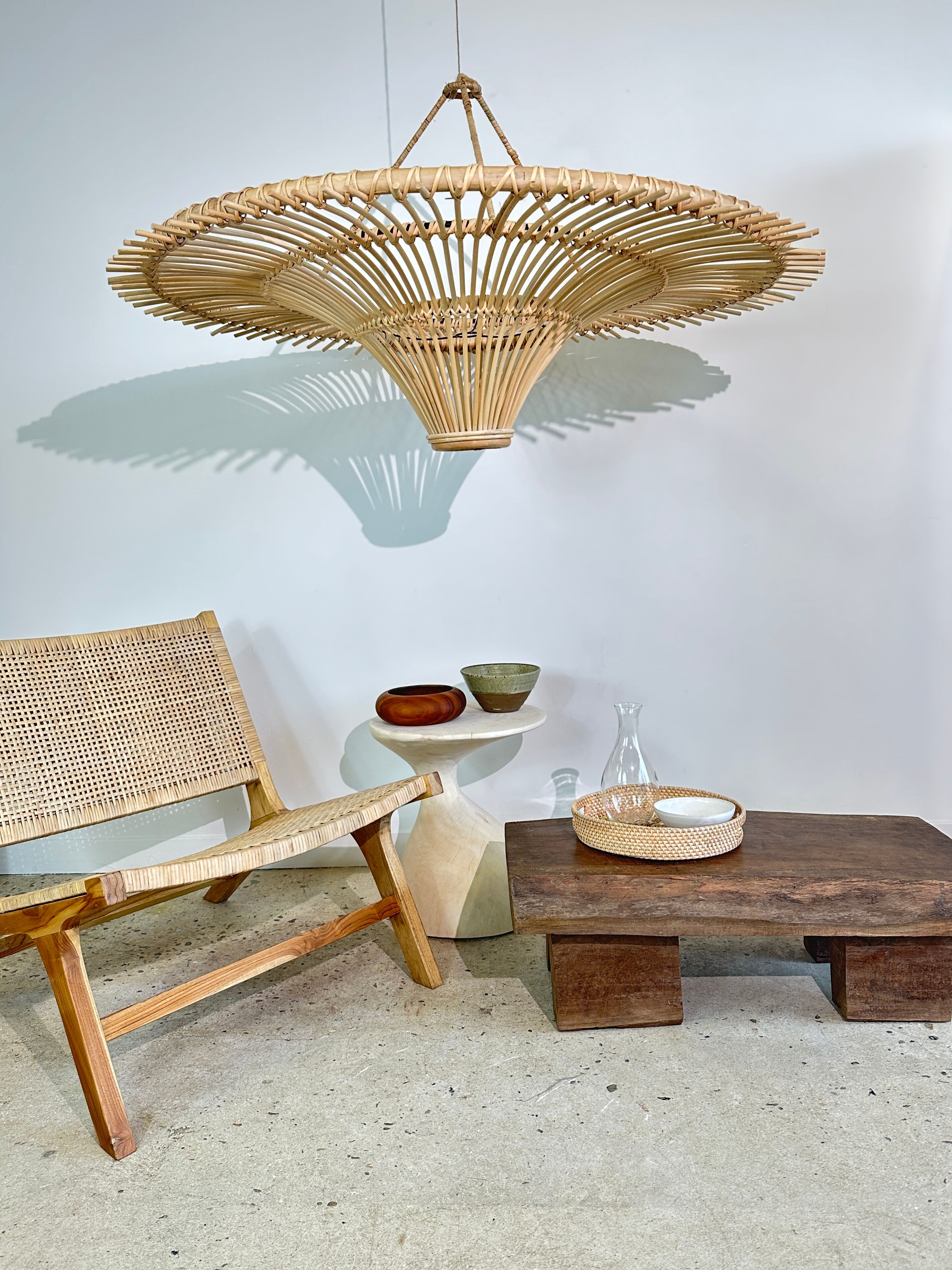Suspension rattan saucer iron frame D:120 H:60